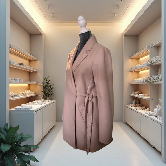 Banana Republic Melton Wool Wrap Coat | Dusty Pink | Small - Picture 3 of 12